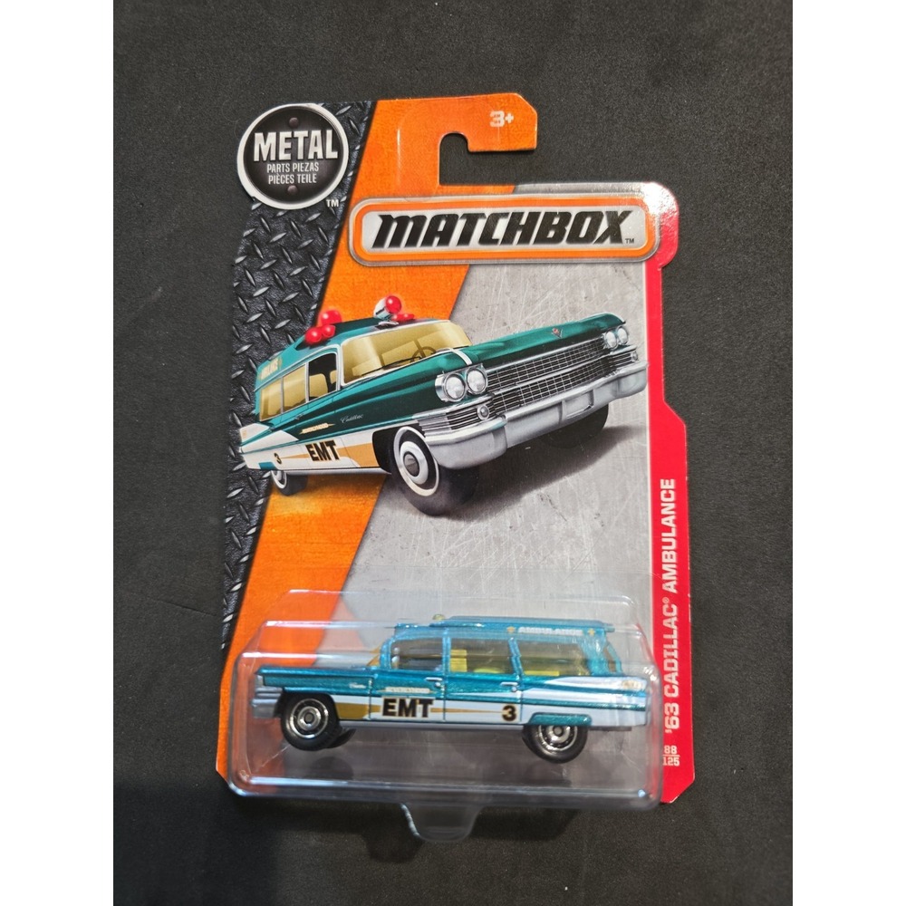 2016 Matchbox 63 CADILLAC AMBULANCE #3 Green EMT - MBX Heroic Rescue